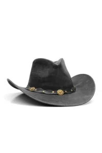 Primosy Clifford Cowboy Hat – Faded Black Genuine Leather