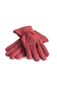 Primosy Durable Women’s Sheep Leather Winter Gloves – Dark Red
