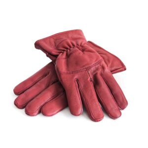 Primosy Durable Women’s Sheep Leather Winter Gloves – Dark Red